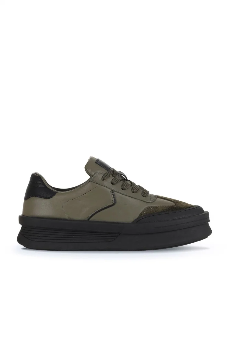 Haki Süet-Deri Kadın Sneakers