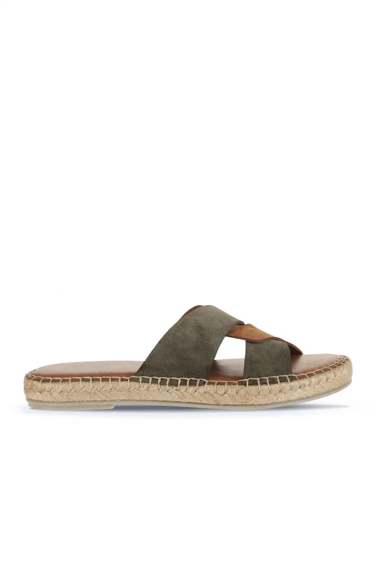 Haki Taba Alf Süet Kadın Espadril Terlik