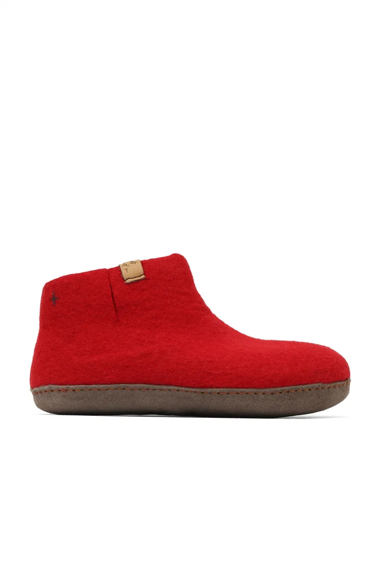 Kırmızı Keçe Tofvel Unisex ev terliği