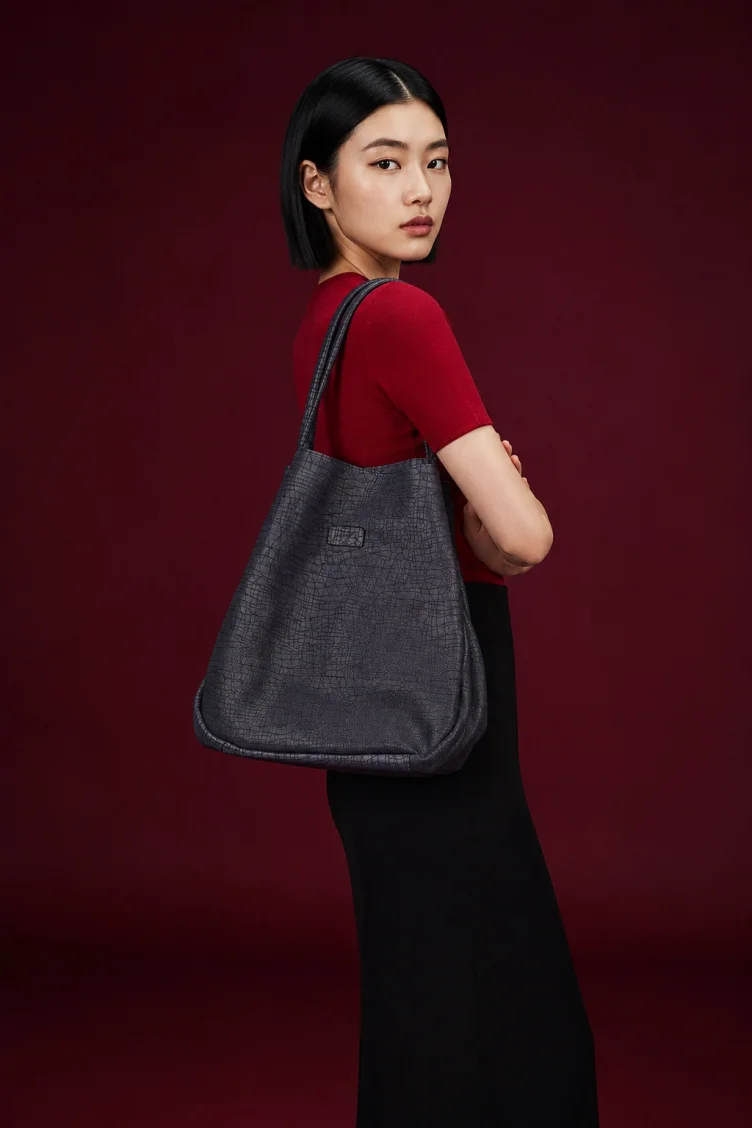Lacivert Cracked Deri Kadın Omuz Çantası
