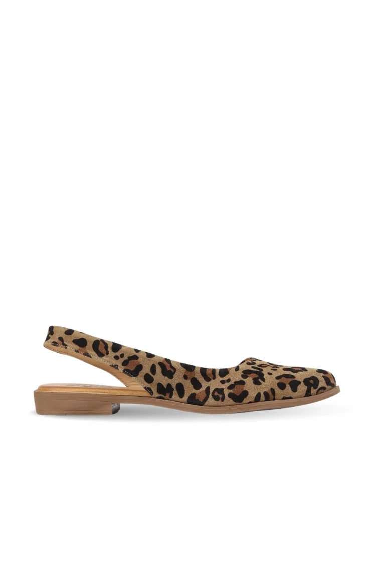 Leopar Süet Kadın Düz Sandalet