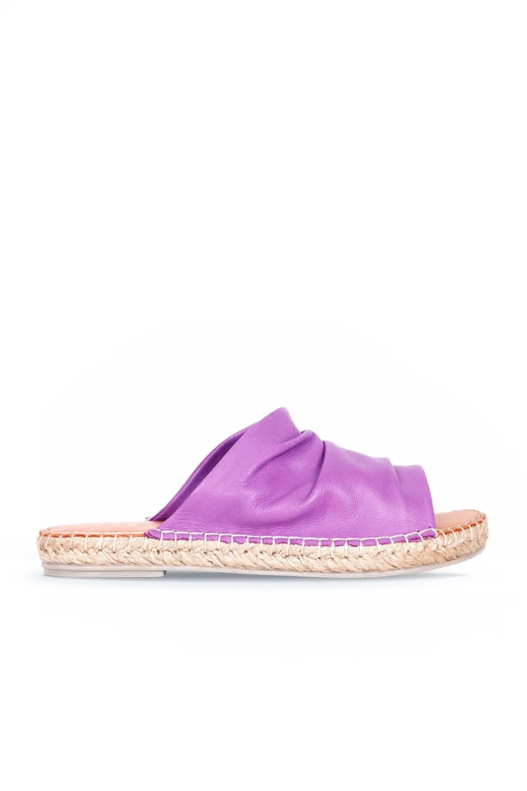 Lila Deri Kadın Espadril Terlik