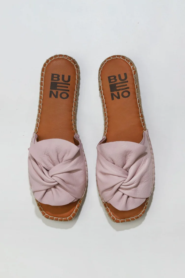 Pembe Deri Kadın Espadril Terlik
