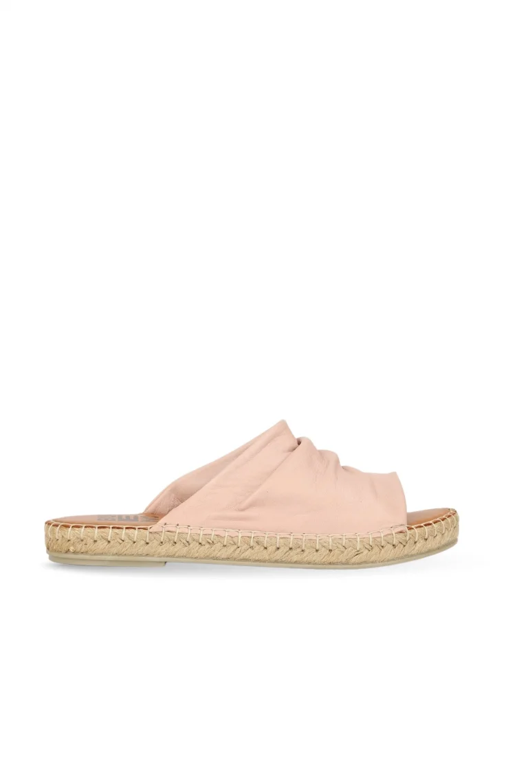 Pembe Deri Kadın Espadril Terlik