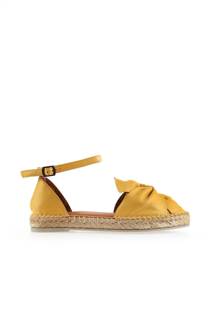 Sarı Deri Kadın Espadril Sandalet