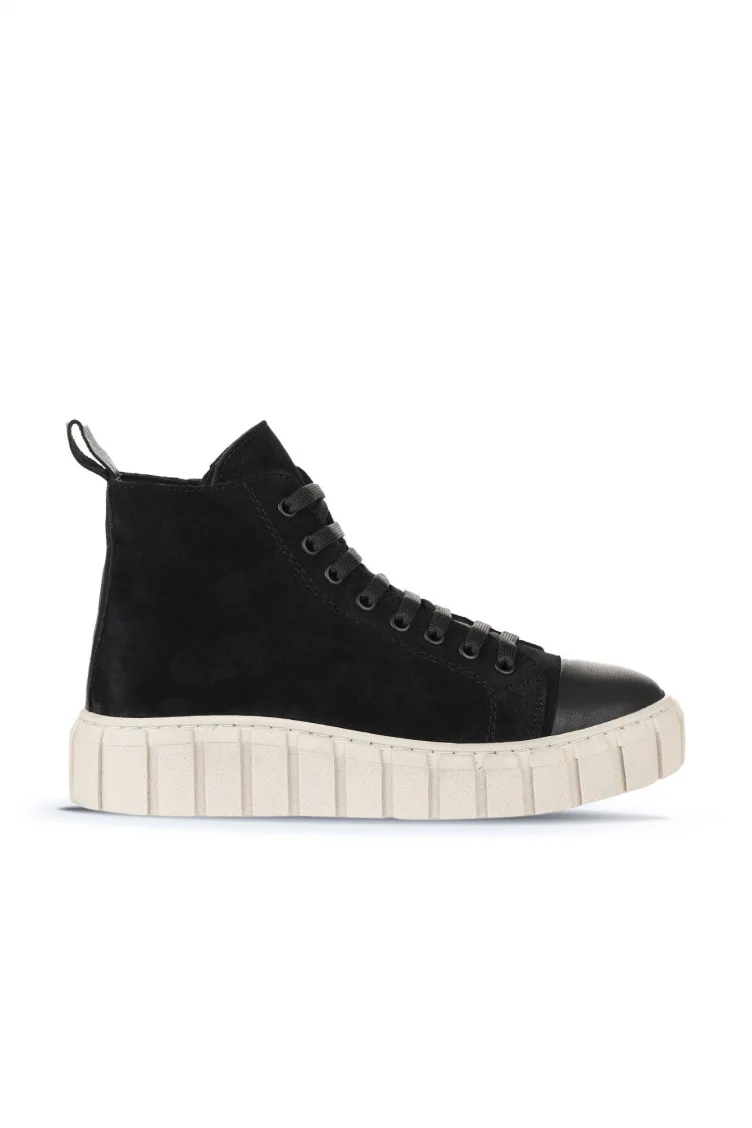 Siyah Süet Kadın Düz Bot