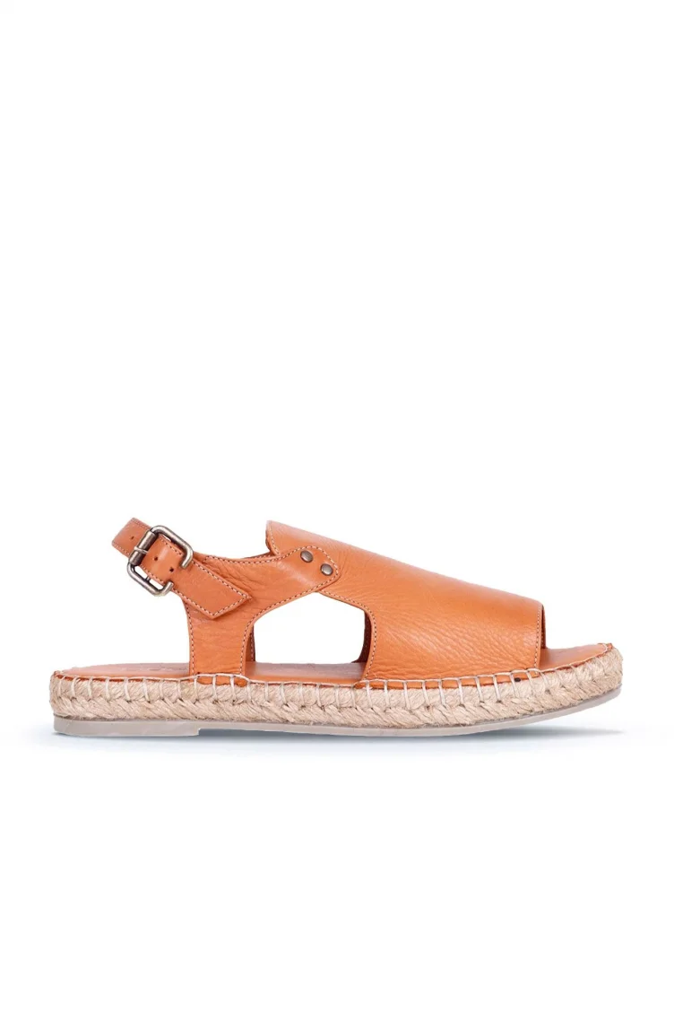 Taba Deri Kadın Espadril Sandalet