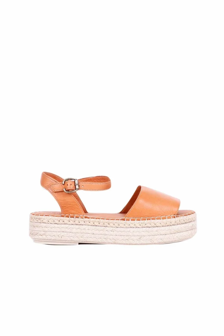Taba Deri Kadın Espadril Sandalet