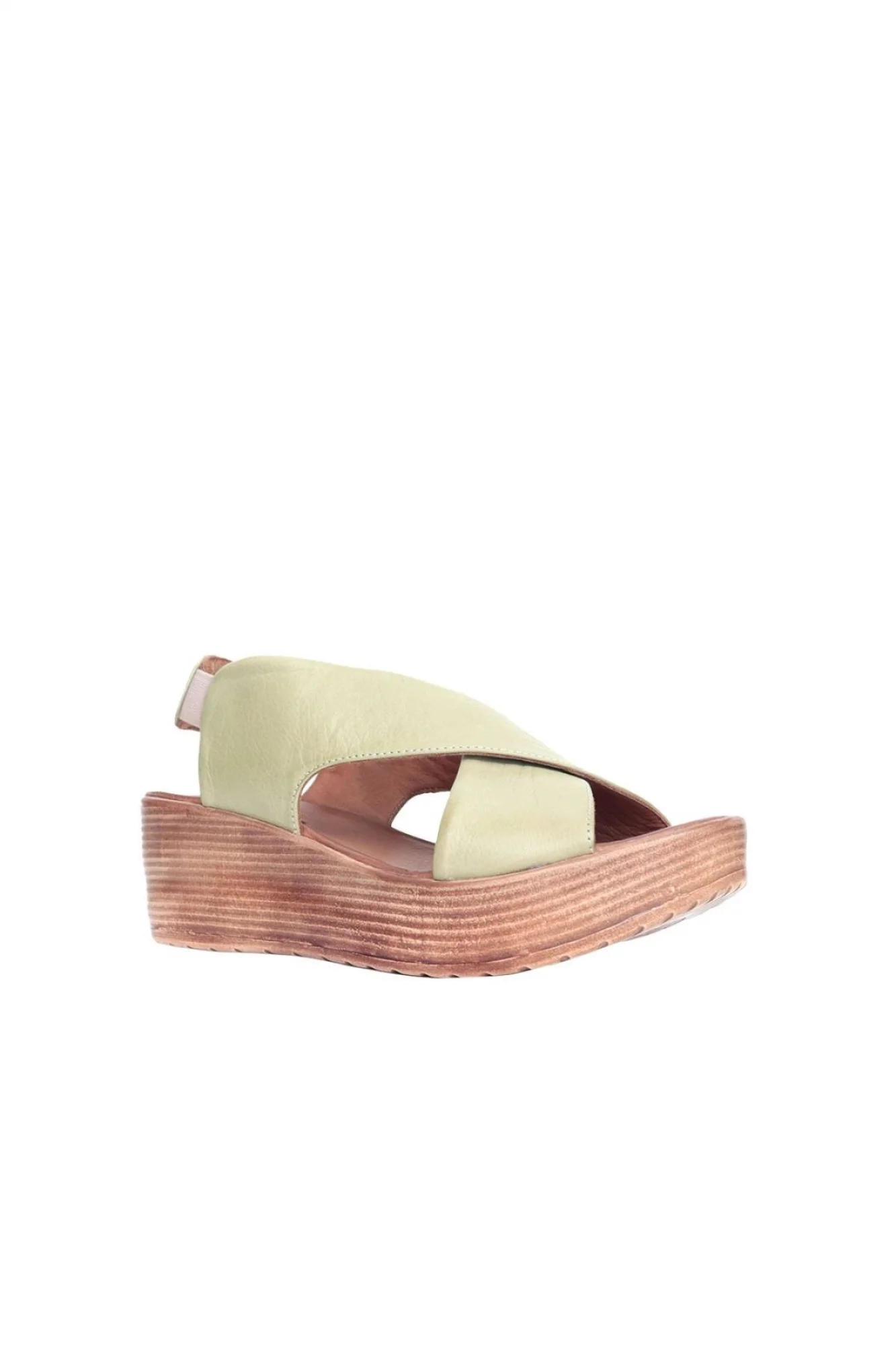 Shoes Haki Deri Kadın Dolgu Topuklu Sandalet 01wl3402