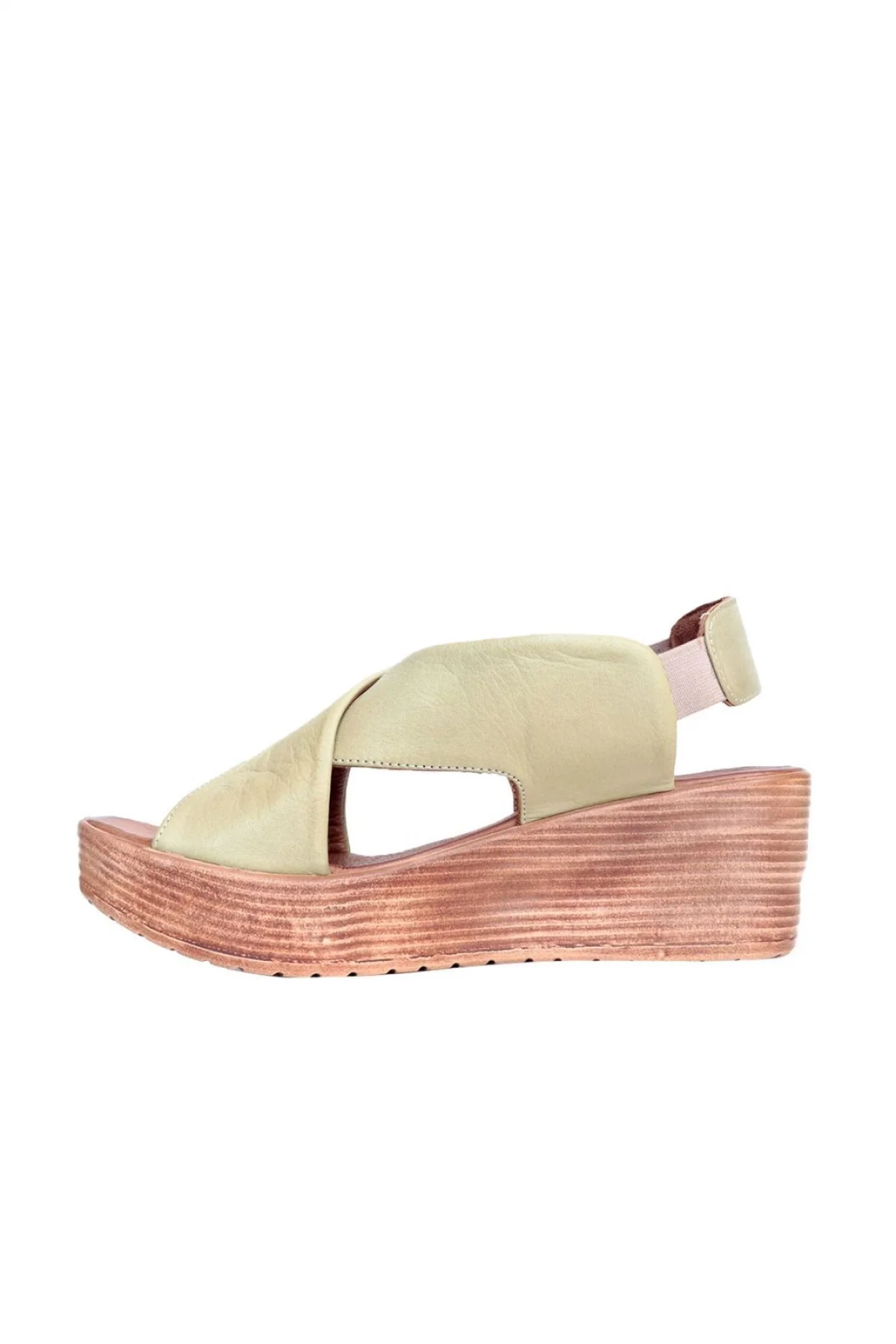 Shoes Haki Deri Kadın Dolgu Topuklu Sandalet 01wl3402