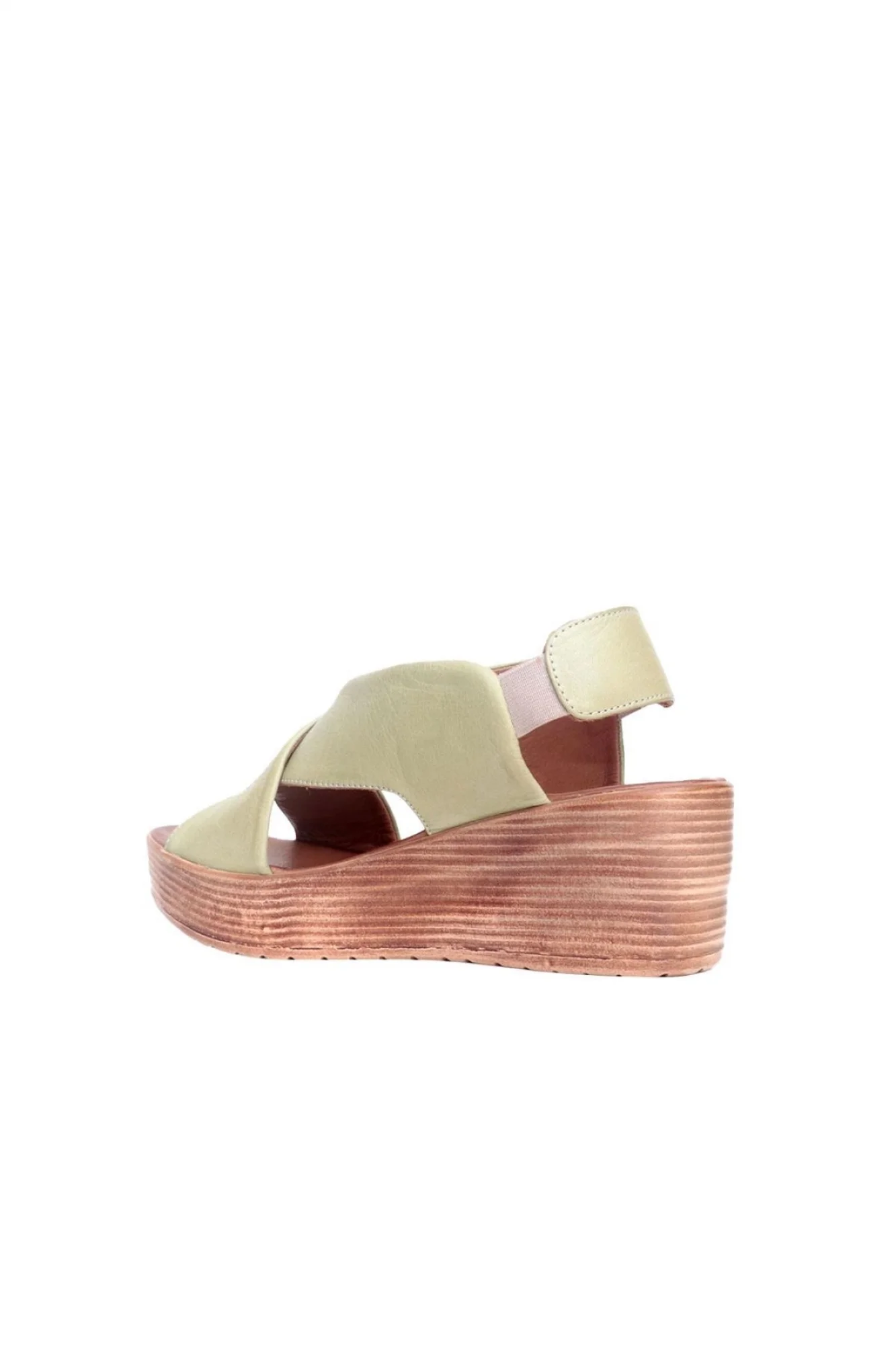 Shoes Haki Deri Kadın Dolgu Topuklu Sandalet 01wl3402