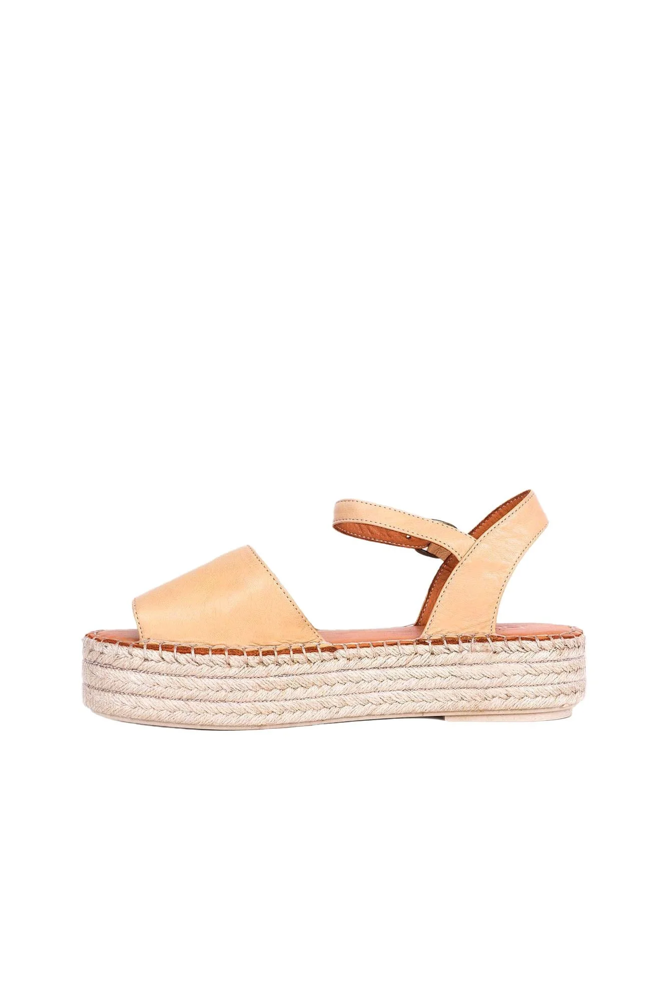Bej Deri Kadın Espadril Sandalet