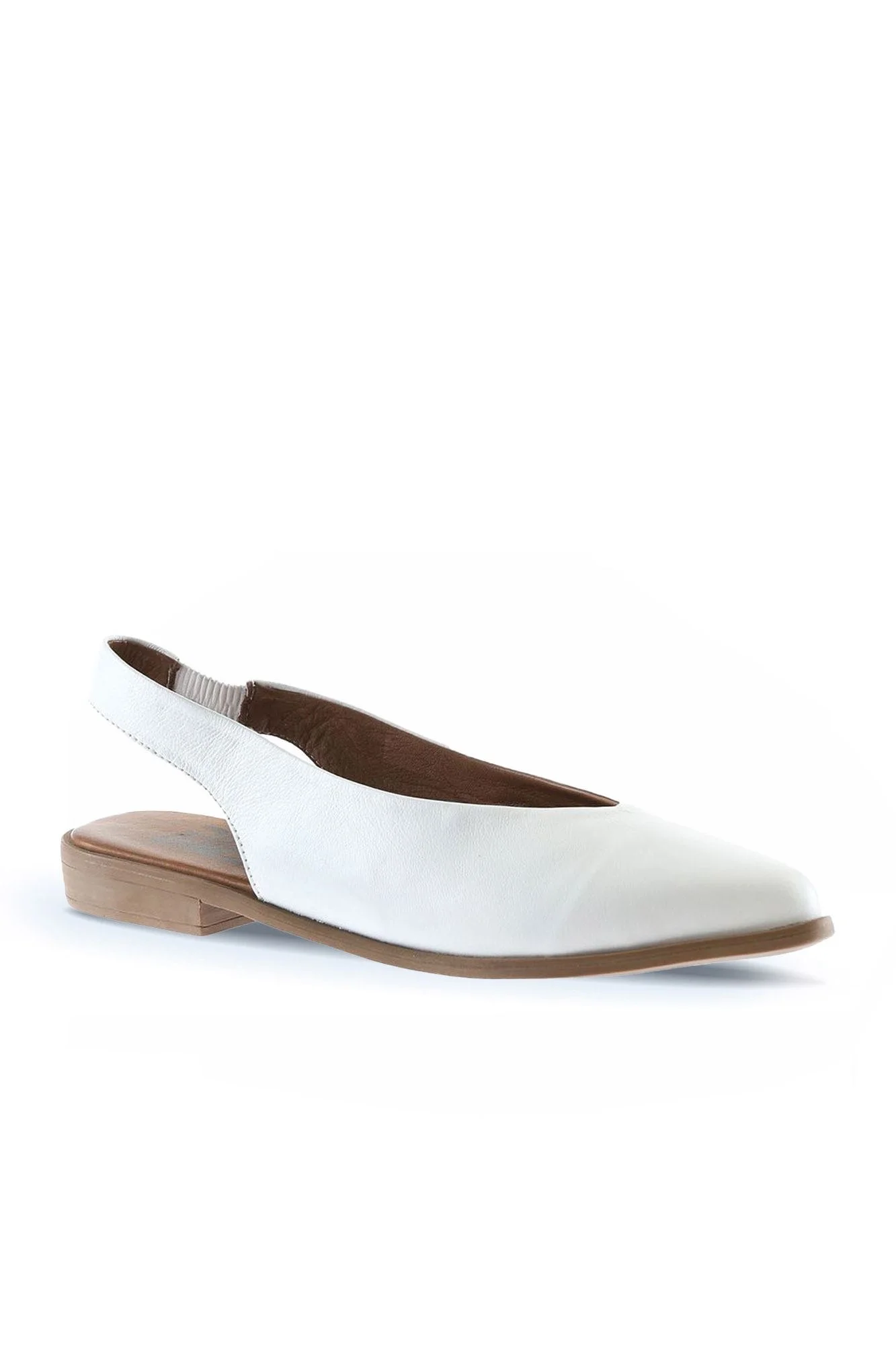 Beyaz Deri Kadın Düz Babet