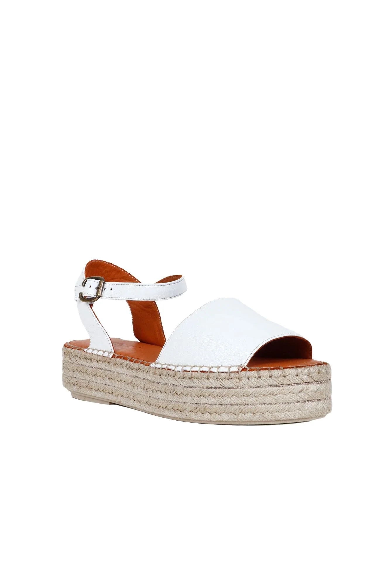 Beyaz Deri Kadın Espadril Sandalet
