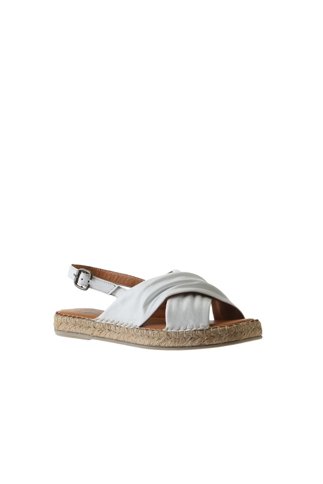 Beyaz Deri Kadın Espadril Sandalet