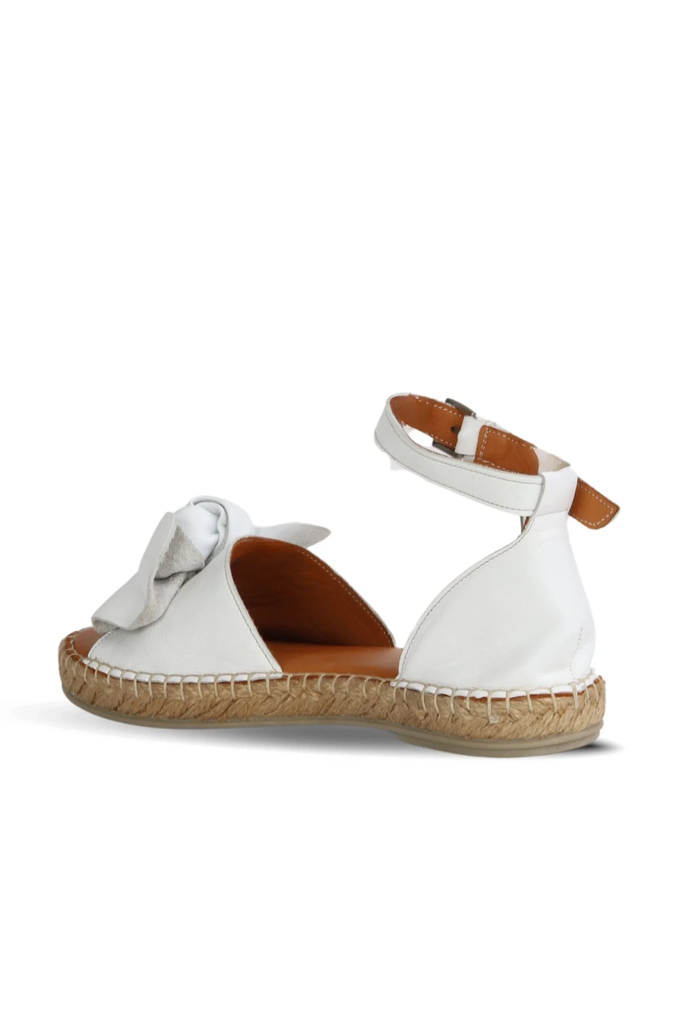 Beyaz Deri Kadın Espadril Sandalet