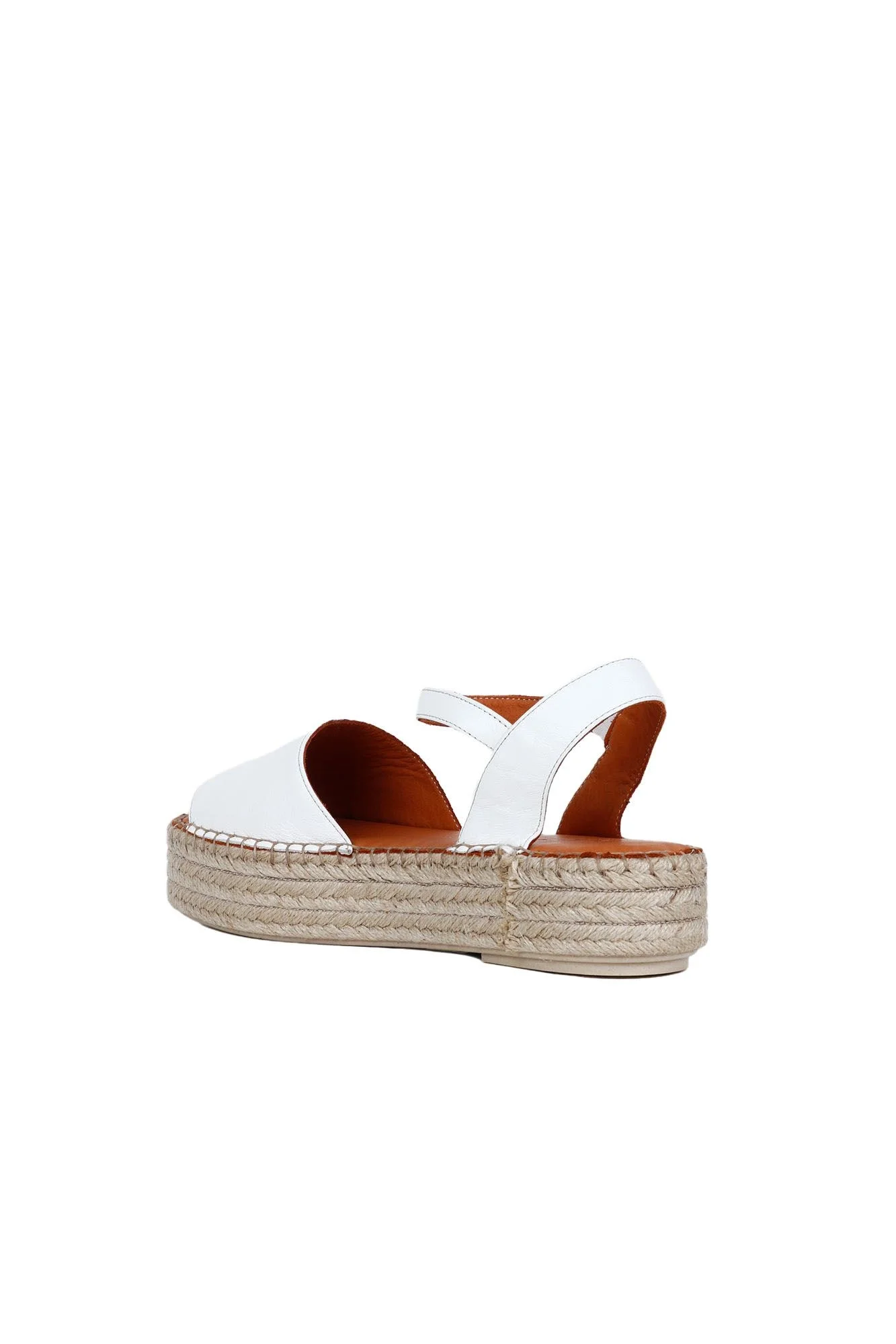 Beyaz Deri Kadın Espadril Sandalet