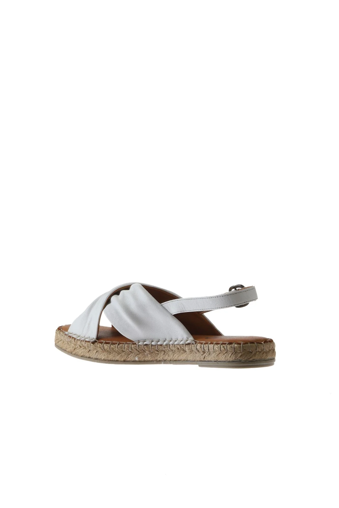 Beyaz Deri Kadın Espadril Sandalet