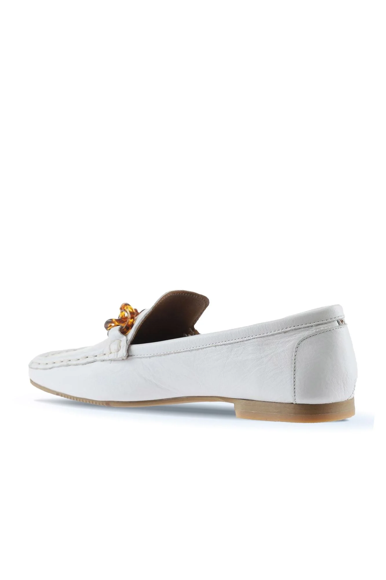 Beyaz Deri Kadın Loafer