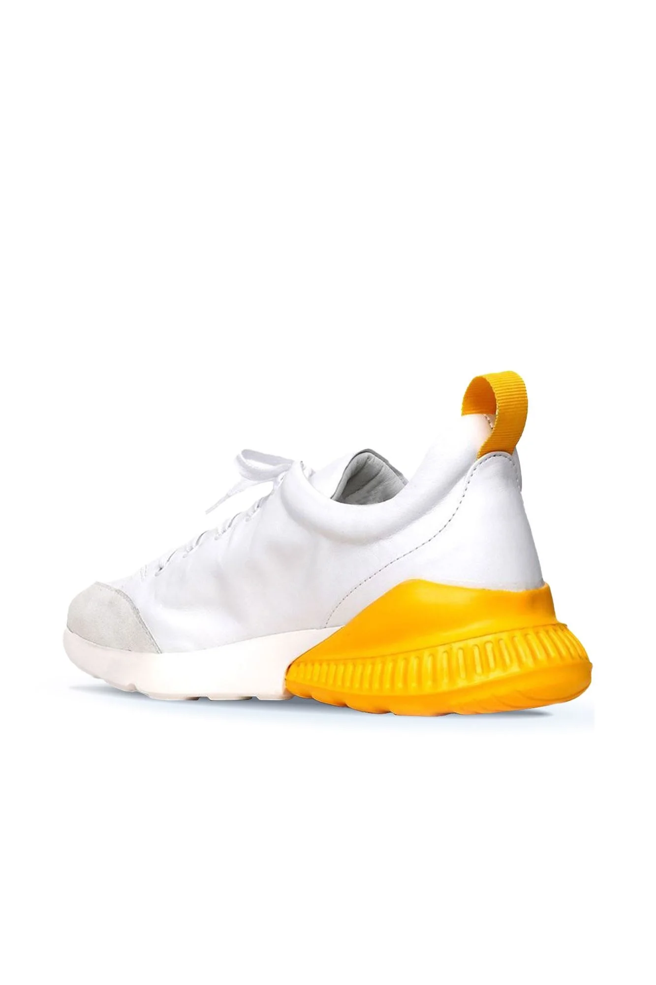 Beyaz Sarı Deri Erkek Spor Ayakkabı