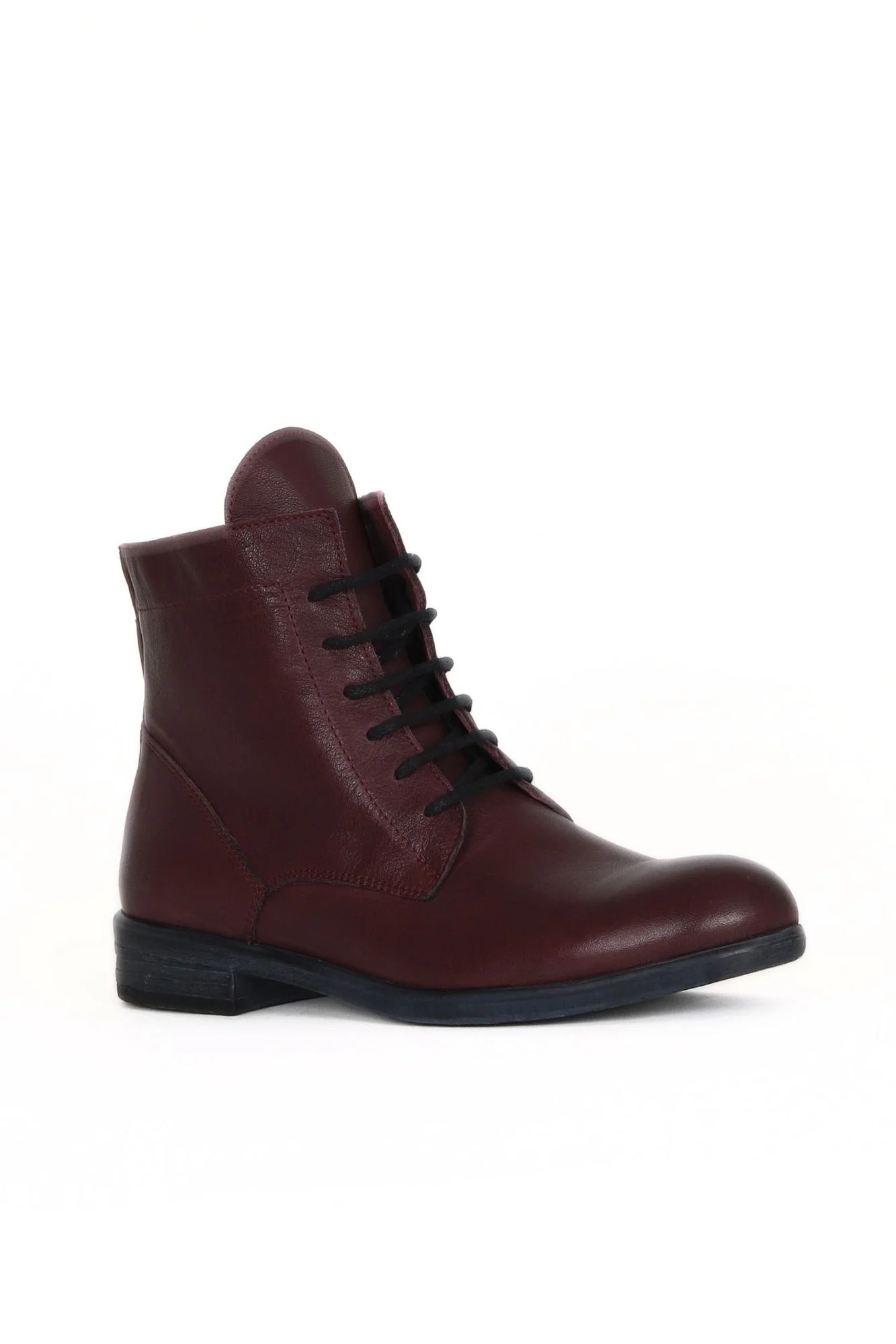 Bordo Deri Kadın Düz Bot