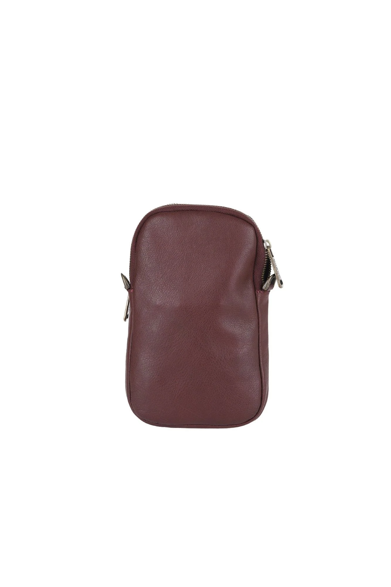 Bordo Koyu Deri Unisex Telefon Çantası