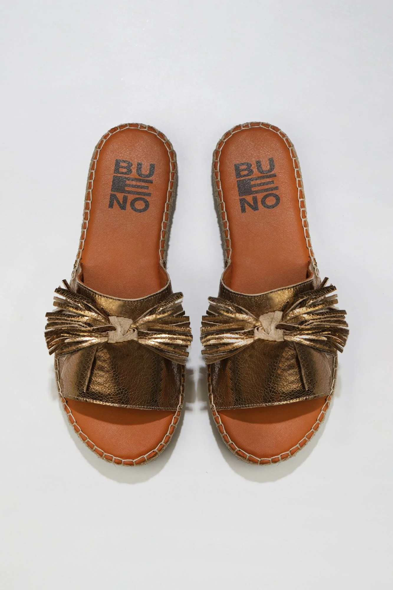 Bronz Parlak Deri Kadın Espadril Terlik