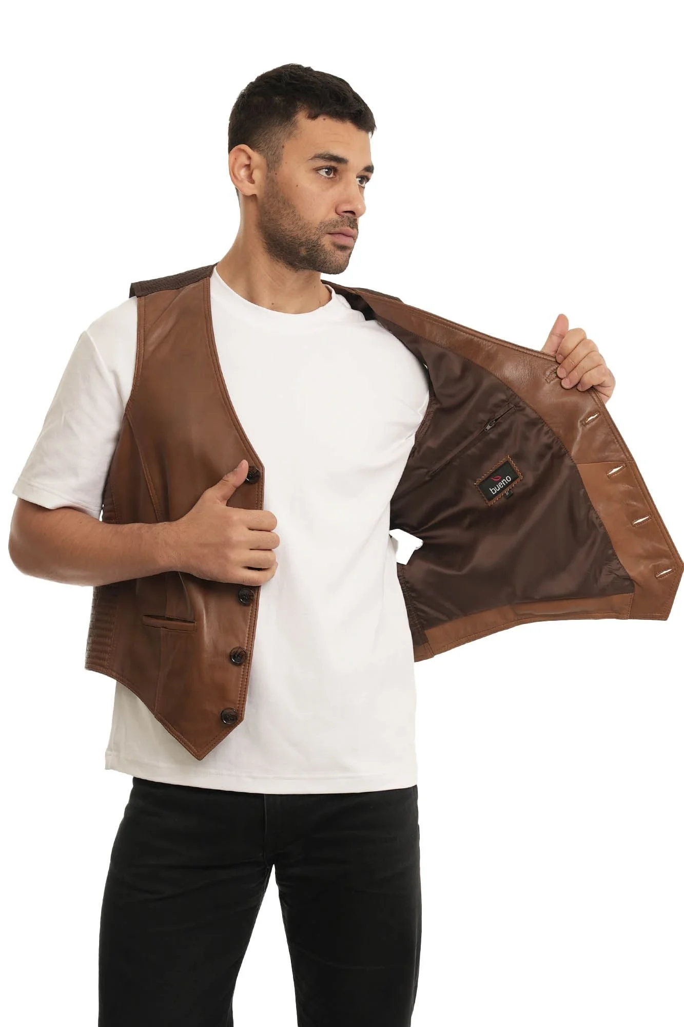 Fındık 132 Antik Deri Erkek Deri Yelek