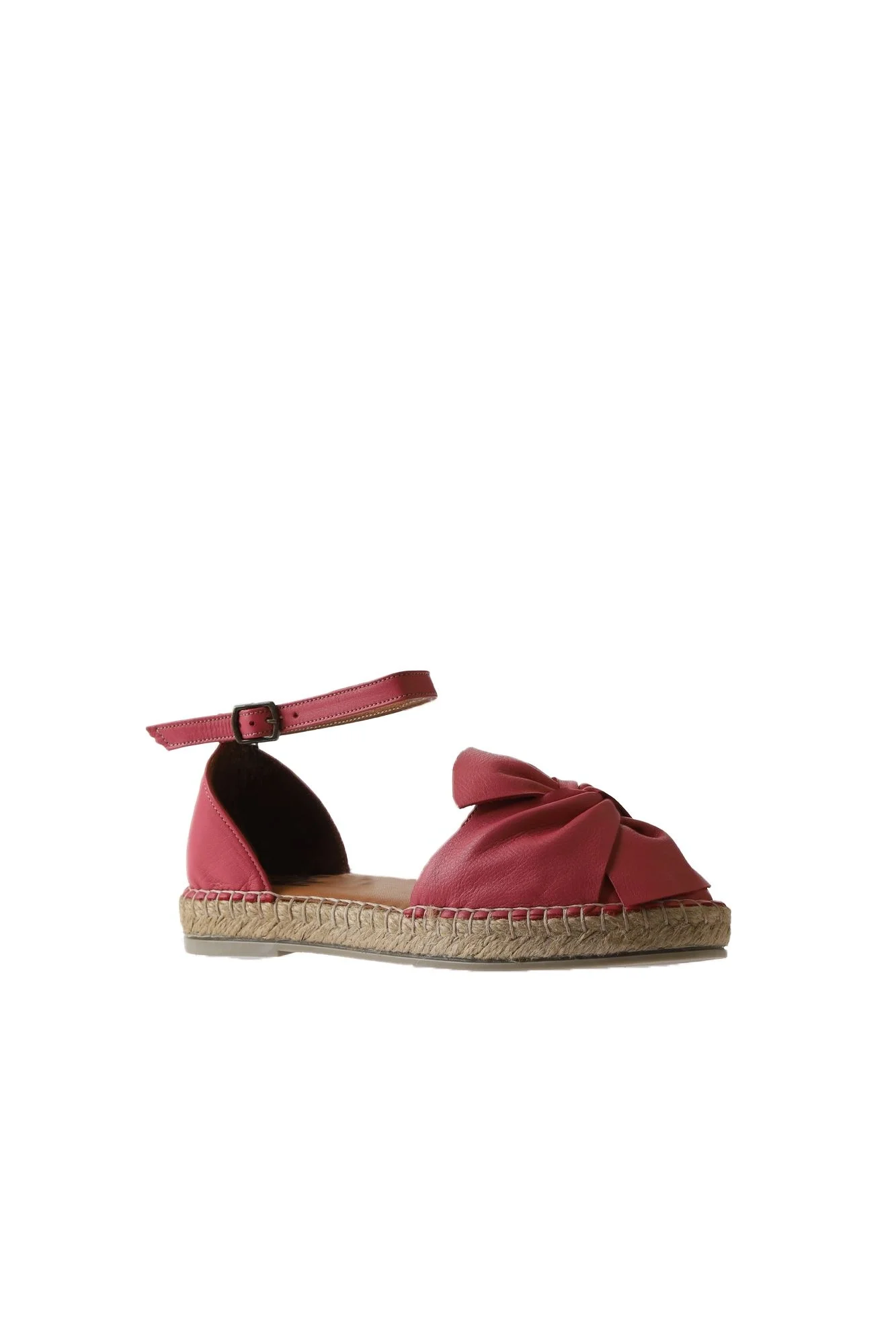 Fuşya Deri Kadın Espadril Sandalet