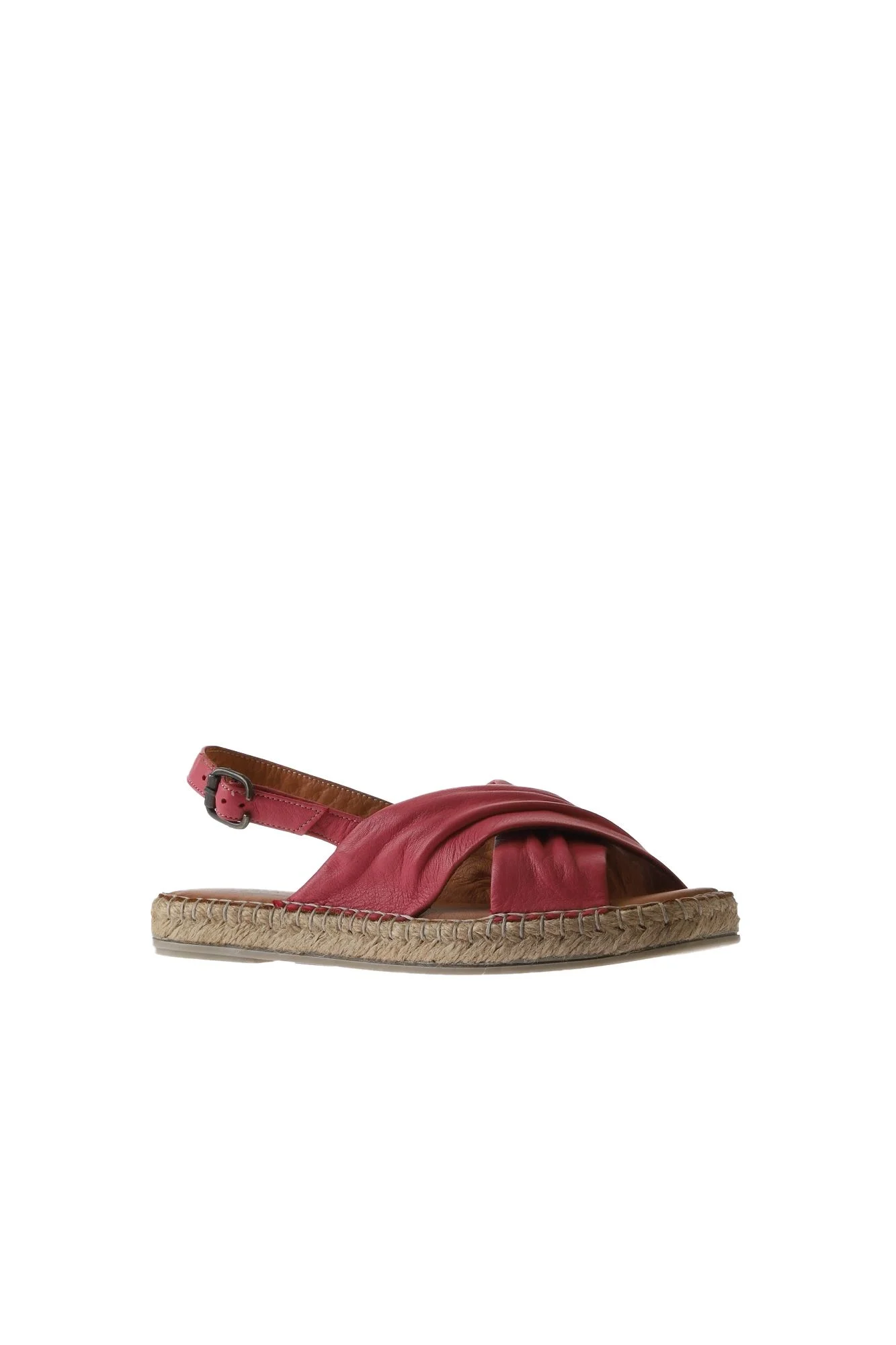 Fuşya Deri Kadın Espadril Sandalet
