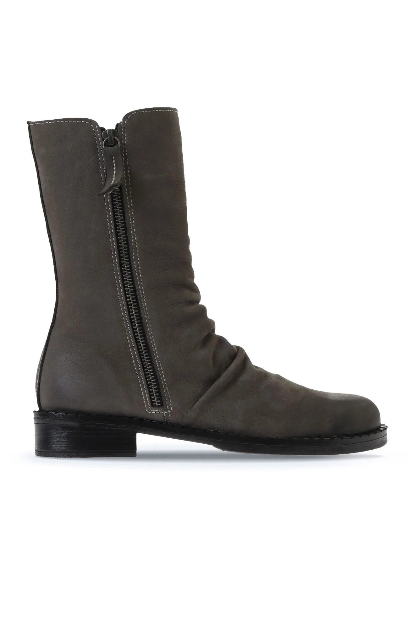 Gri Koyu Nubuk Kadın Düz Bot