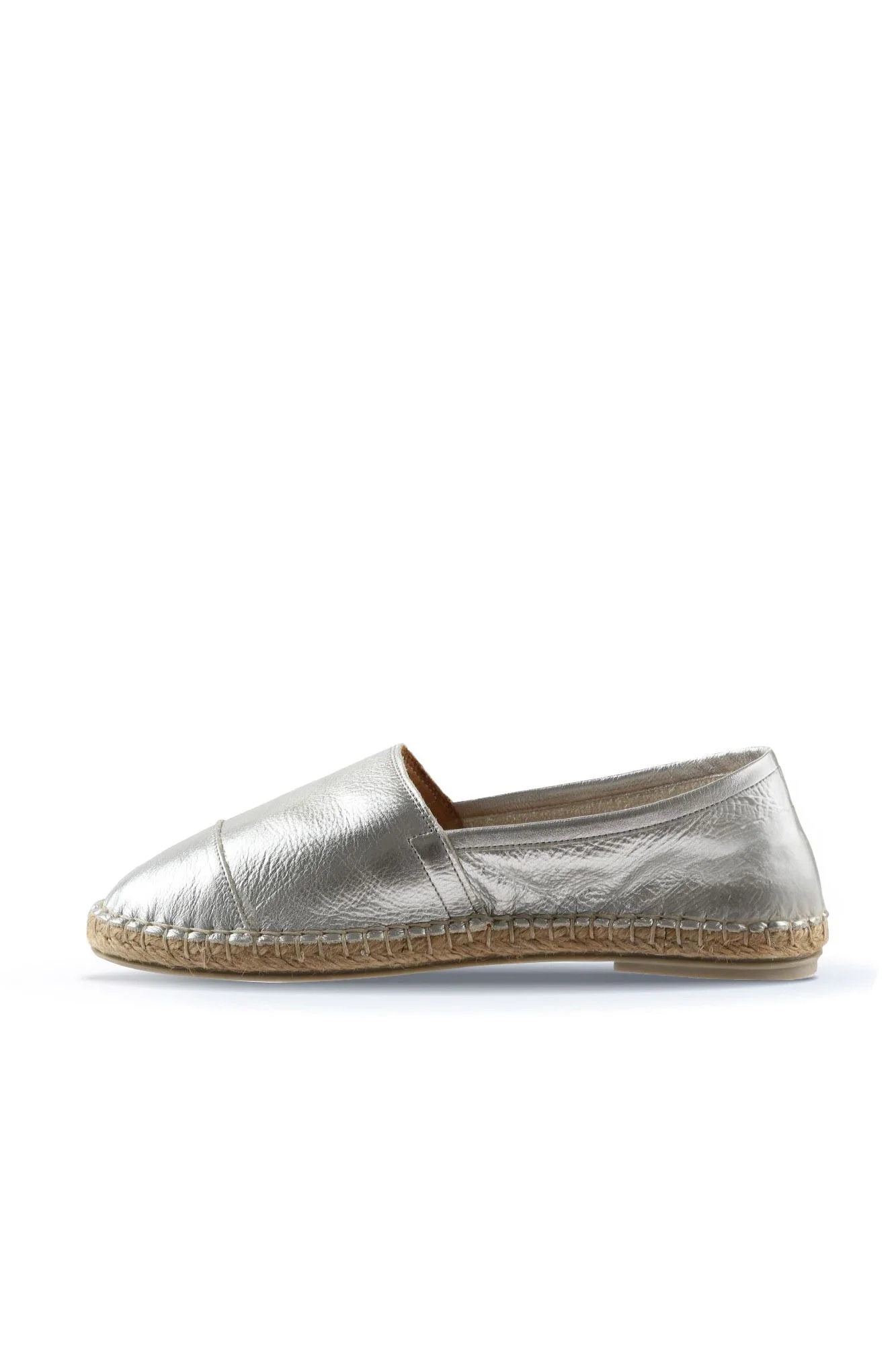 Gümüş Deri Kadın Espadril Ayakkabı