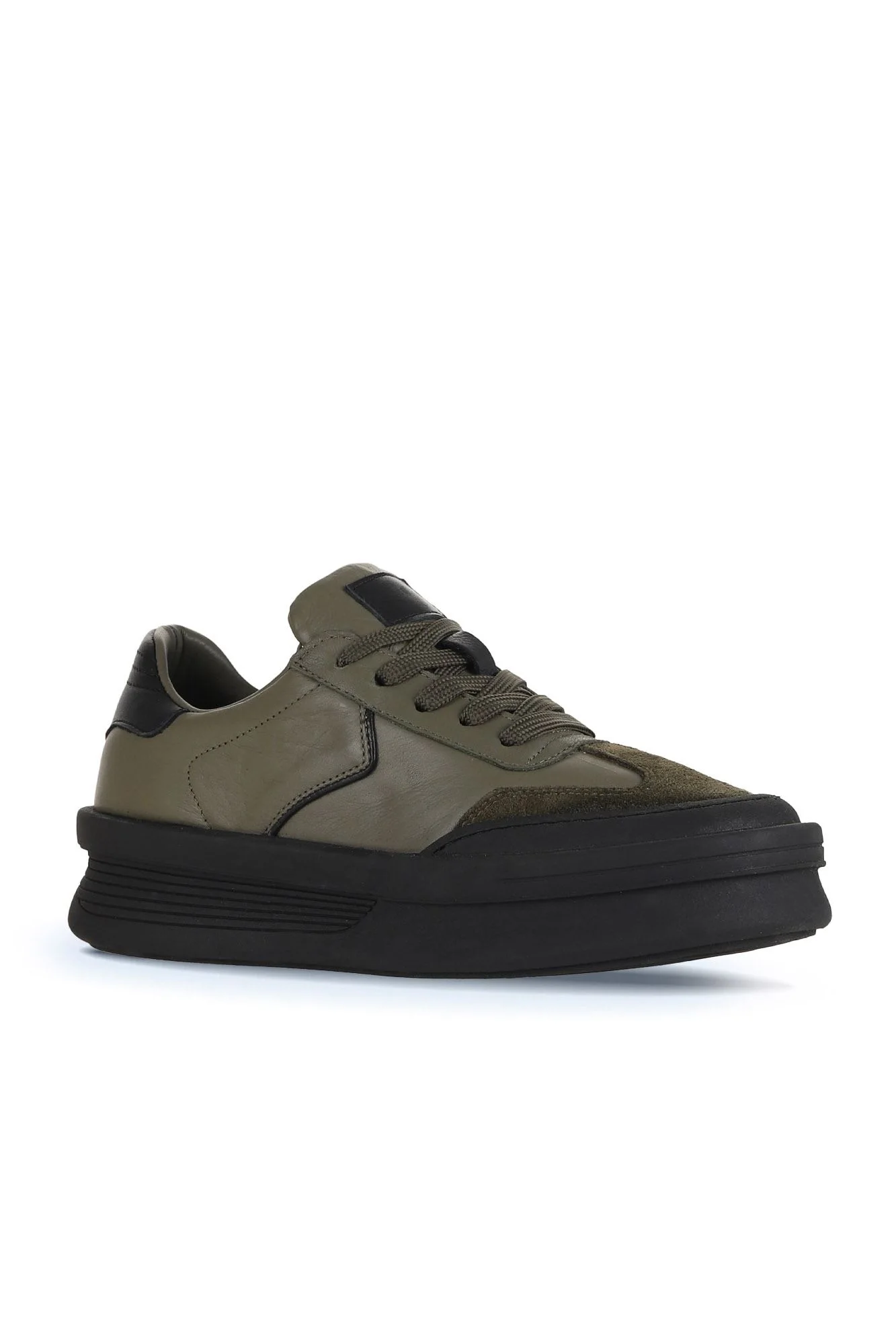 Haki Süet-Deri Kadın Sneakers