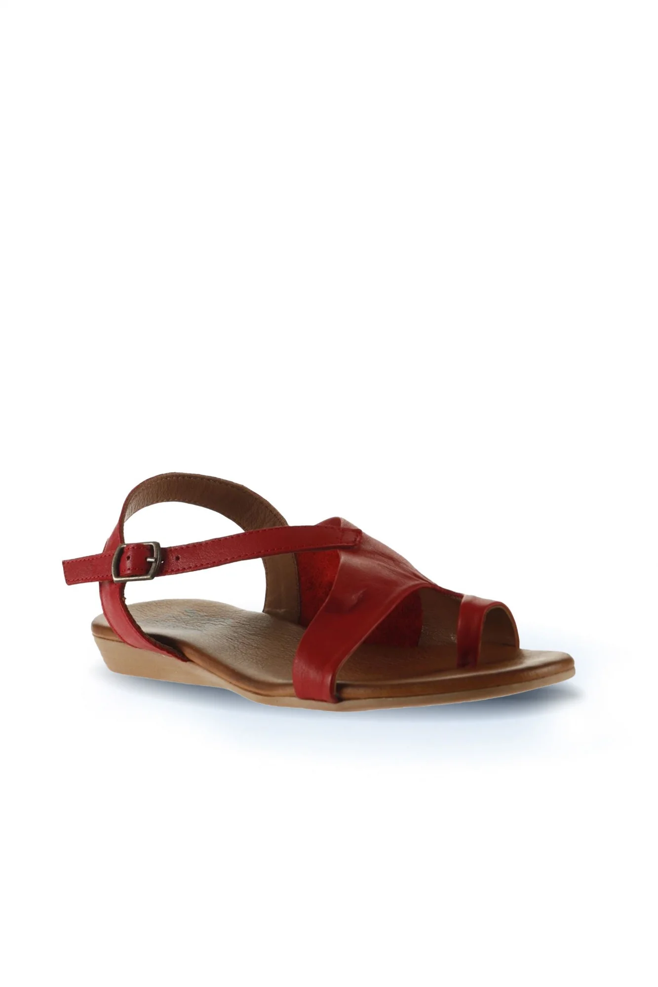 Kırmızı Deri Kadın Parmak Arası Sandalet