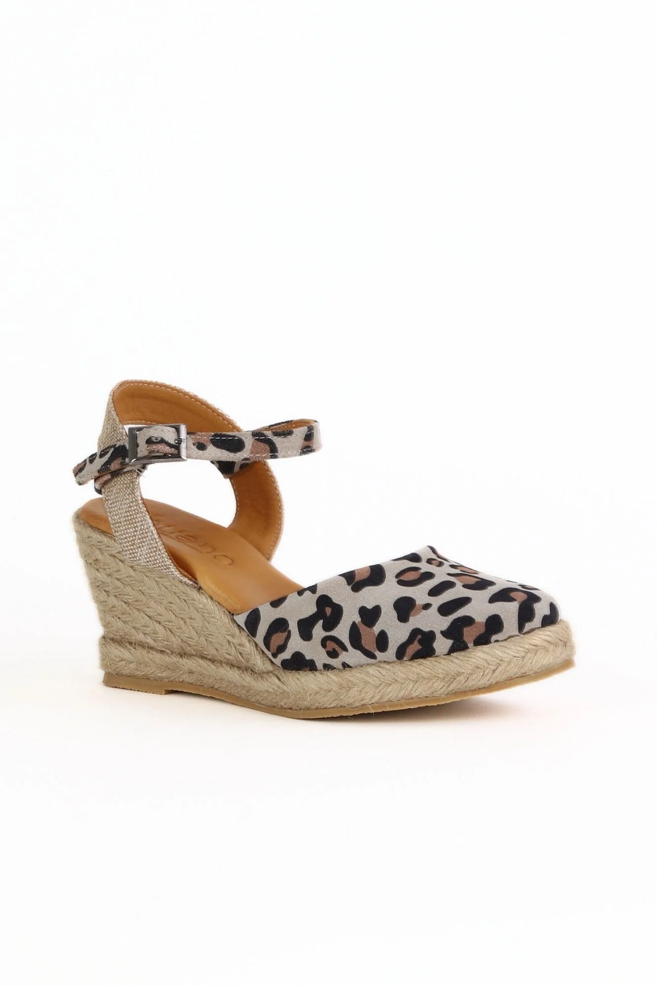 Leopar Süet Kadın Dolgu Topuklu Sandalet