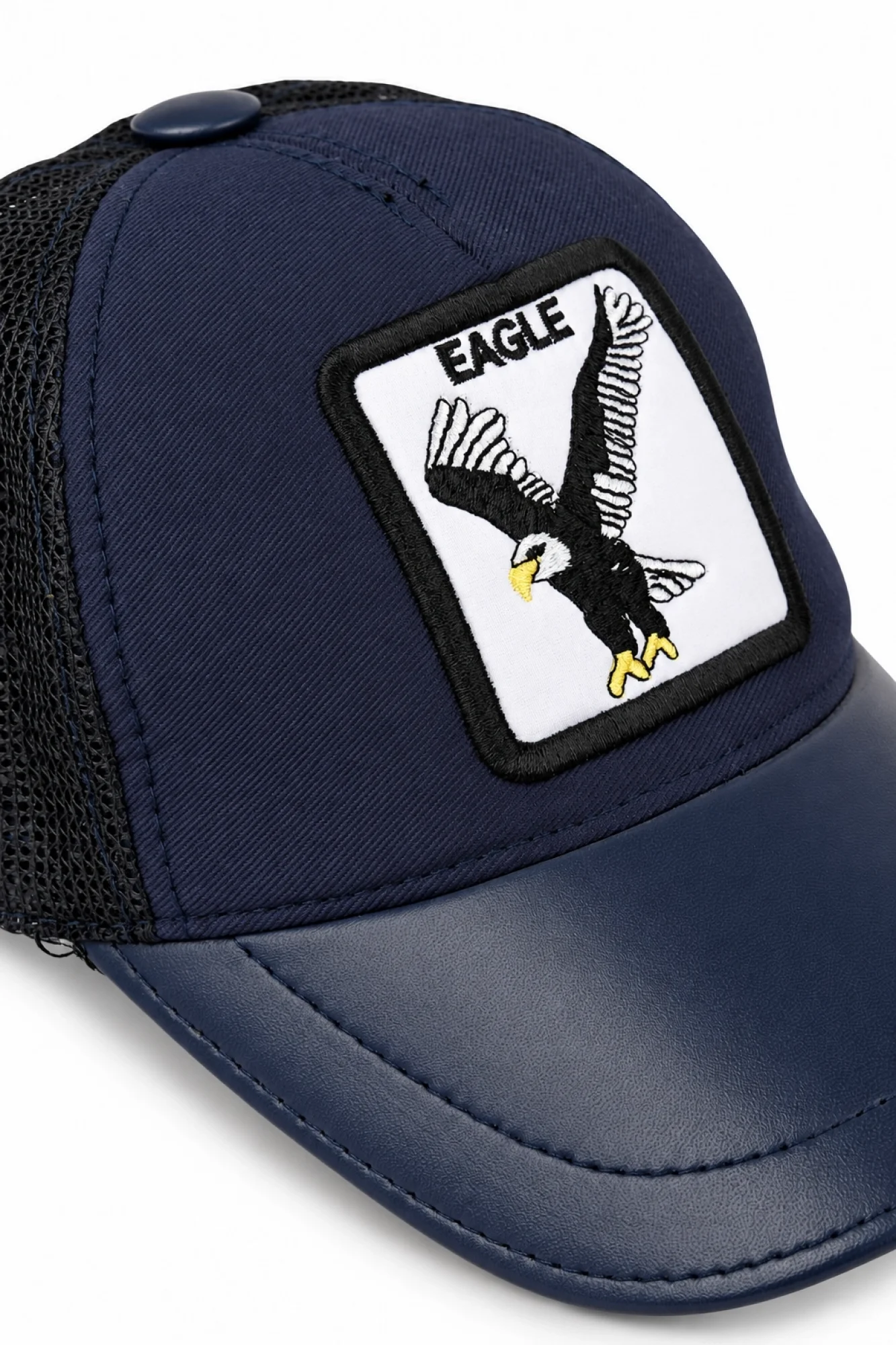 Mavi Deri-Kumaş-Eagle Erkek Şapka