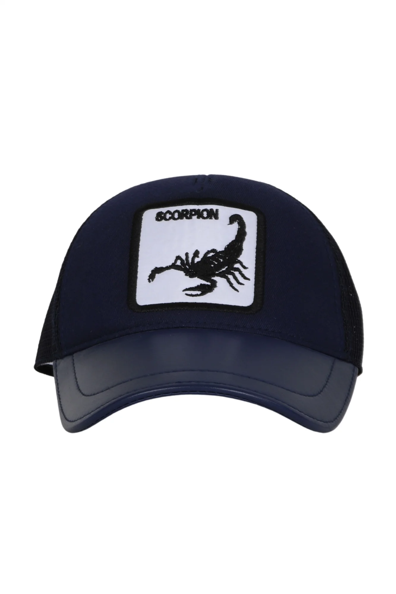 Mavi Deri-Kumaş-Scorpion Erkek Şapka