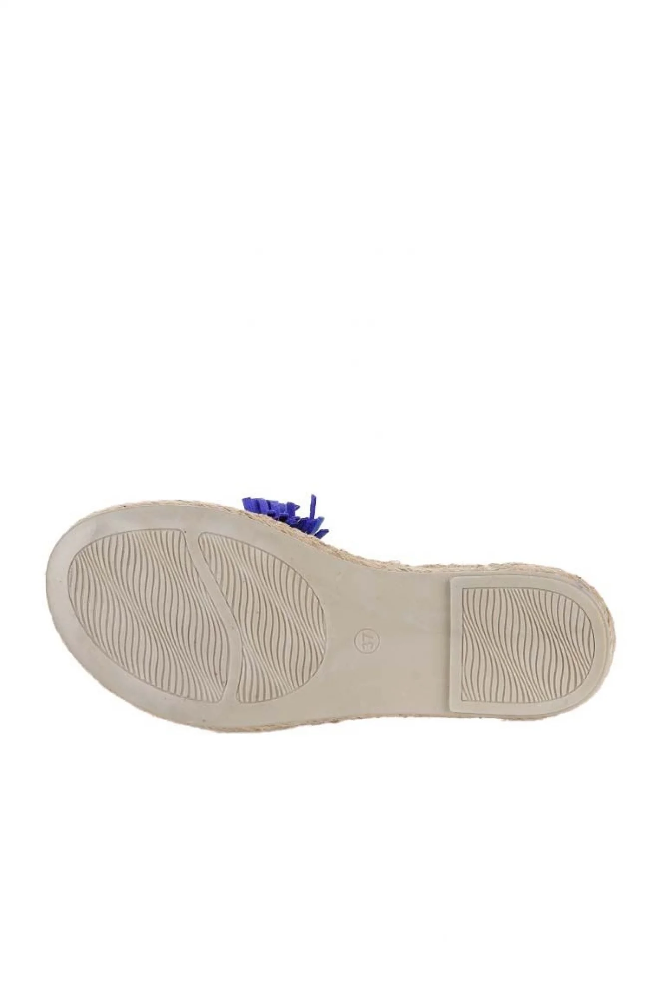 Mavi Parlak Deri Kadın Espadril Terlik