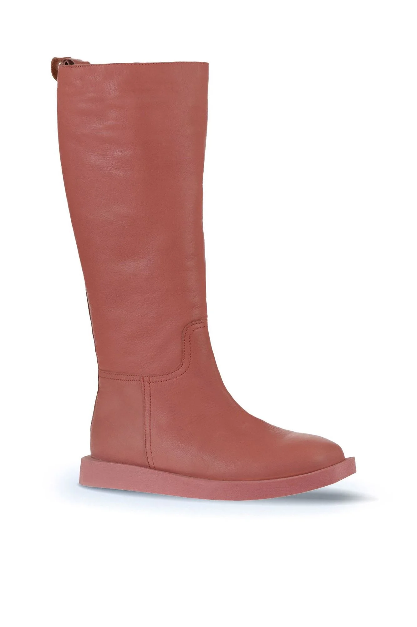 Pembe Deri Kadın Düz Çizme