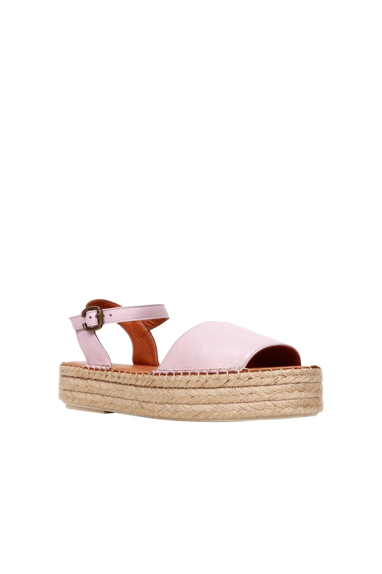 Pembe Deri Kadın Espadril Sandalet