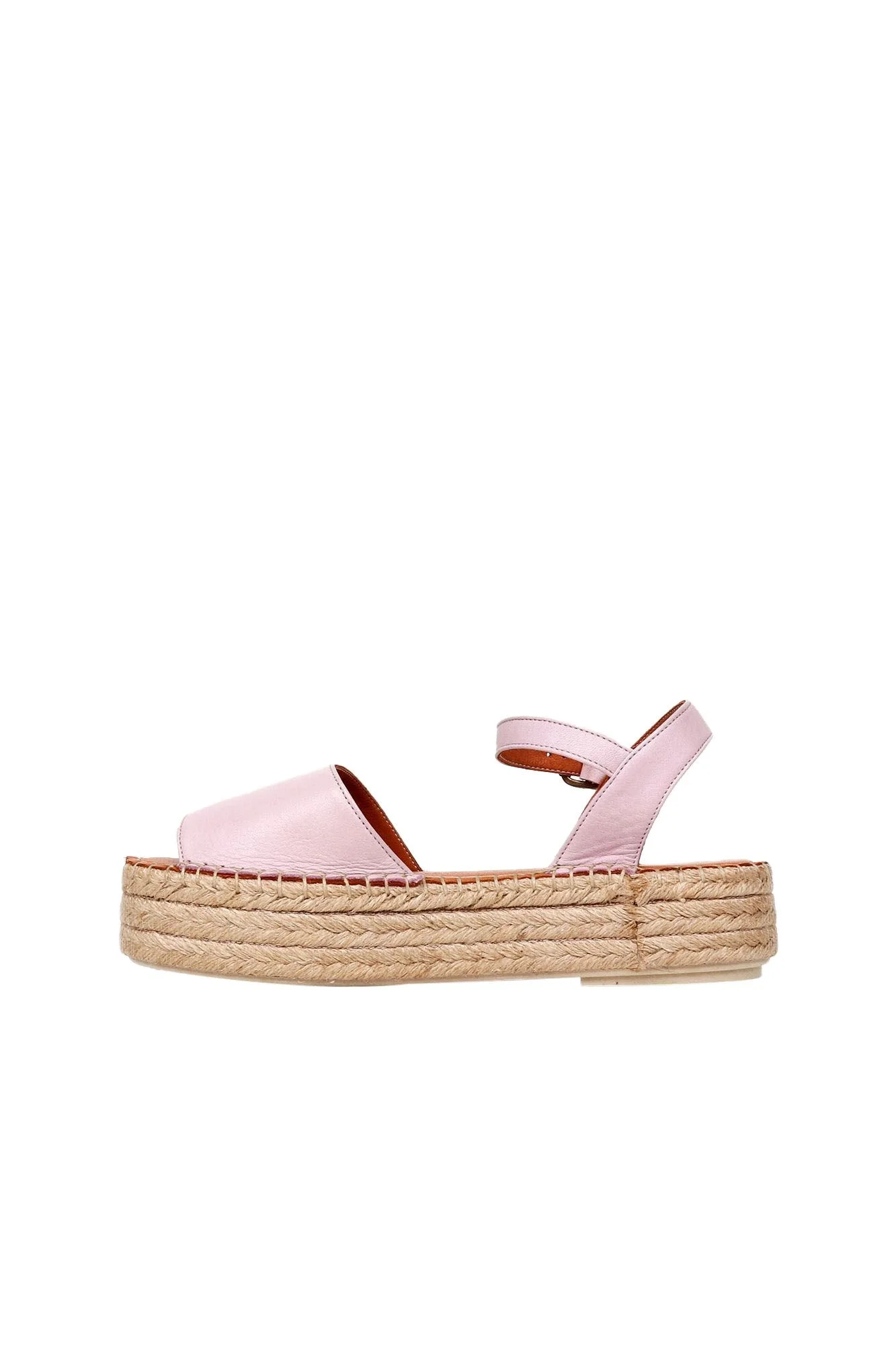 Pembe Deri Kadın Espadril Sandalet
