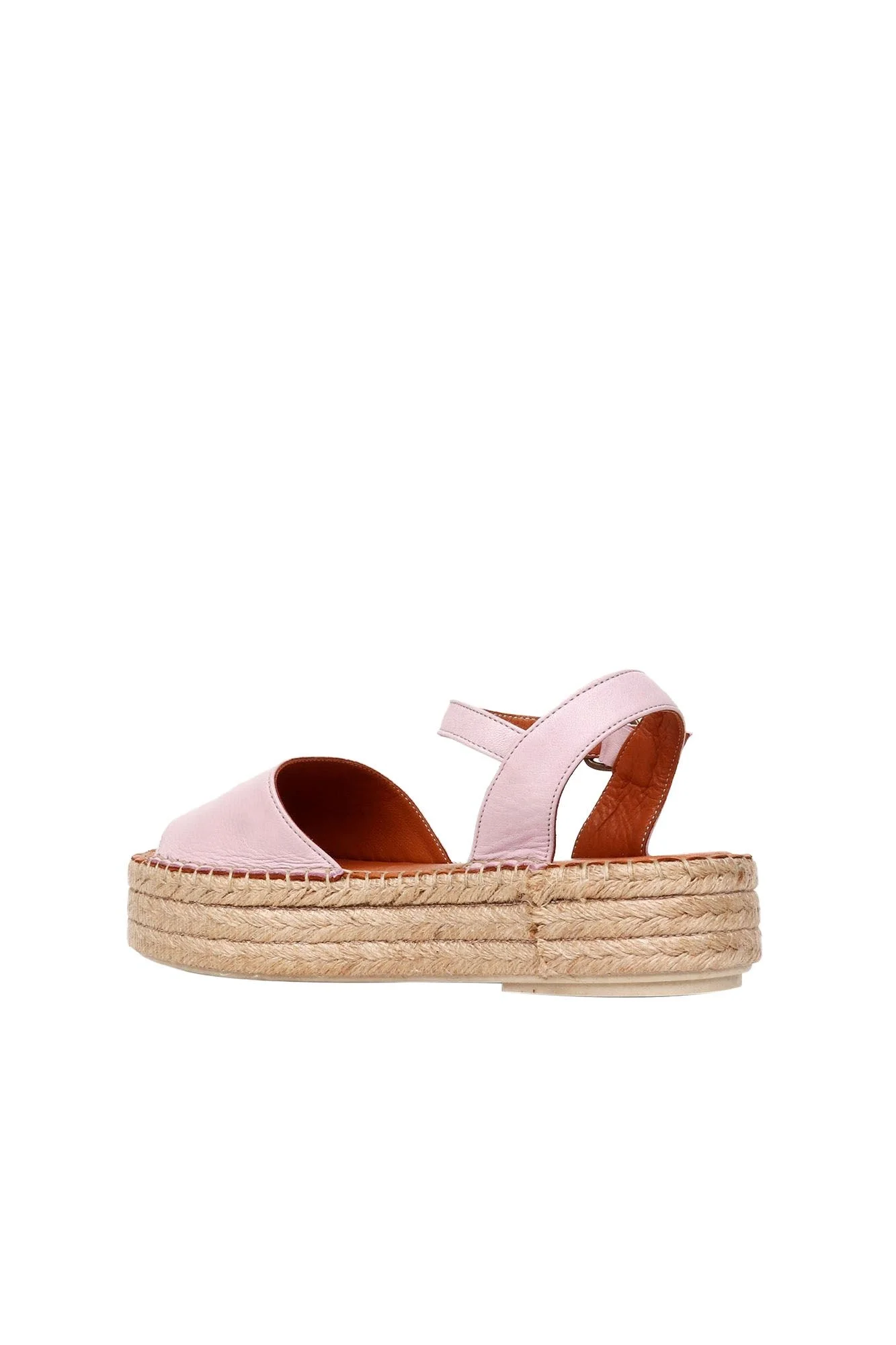 Pembe Deri Kadın Espadril Sandalet