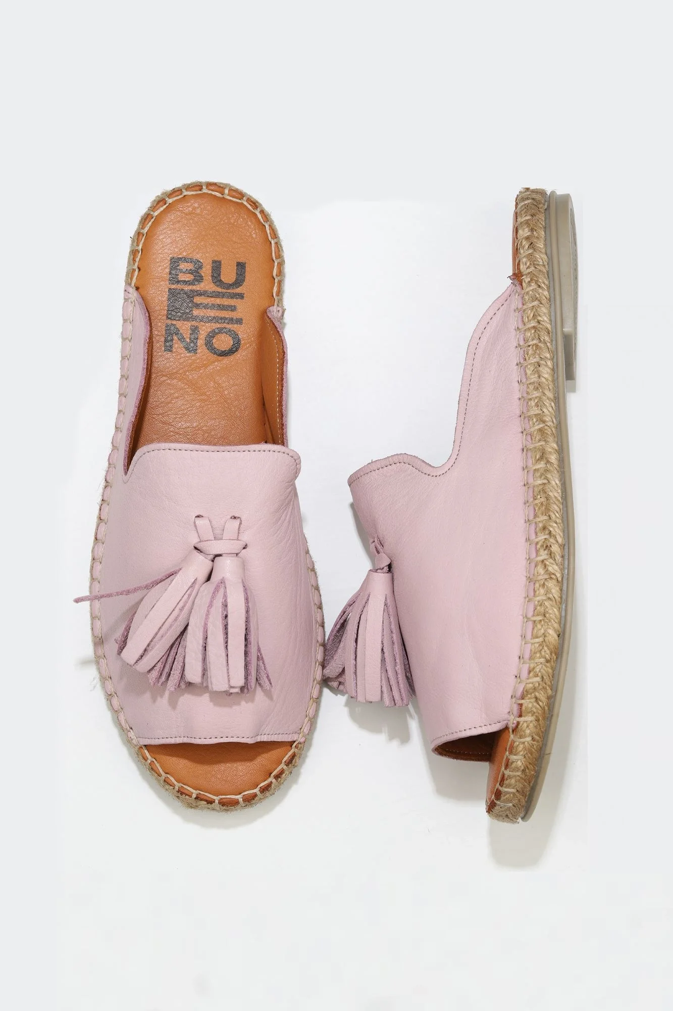 Pembe Deri Kadın Espadril Terlik