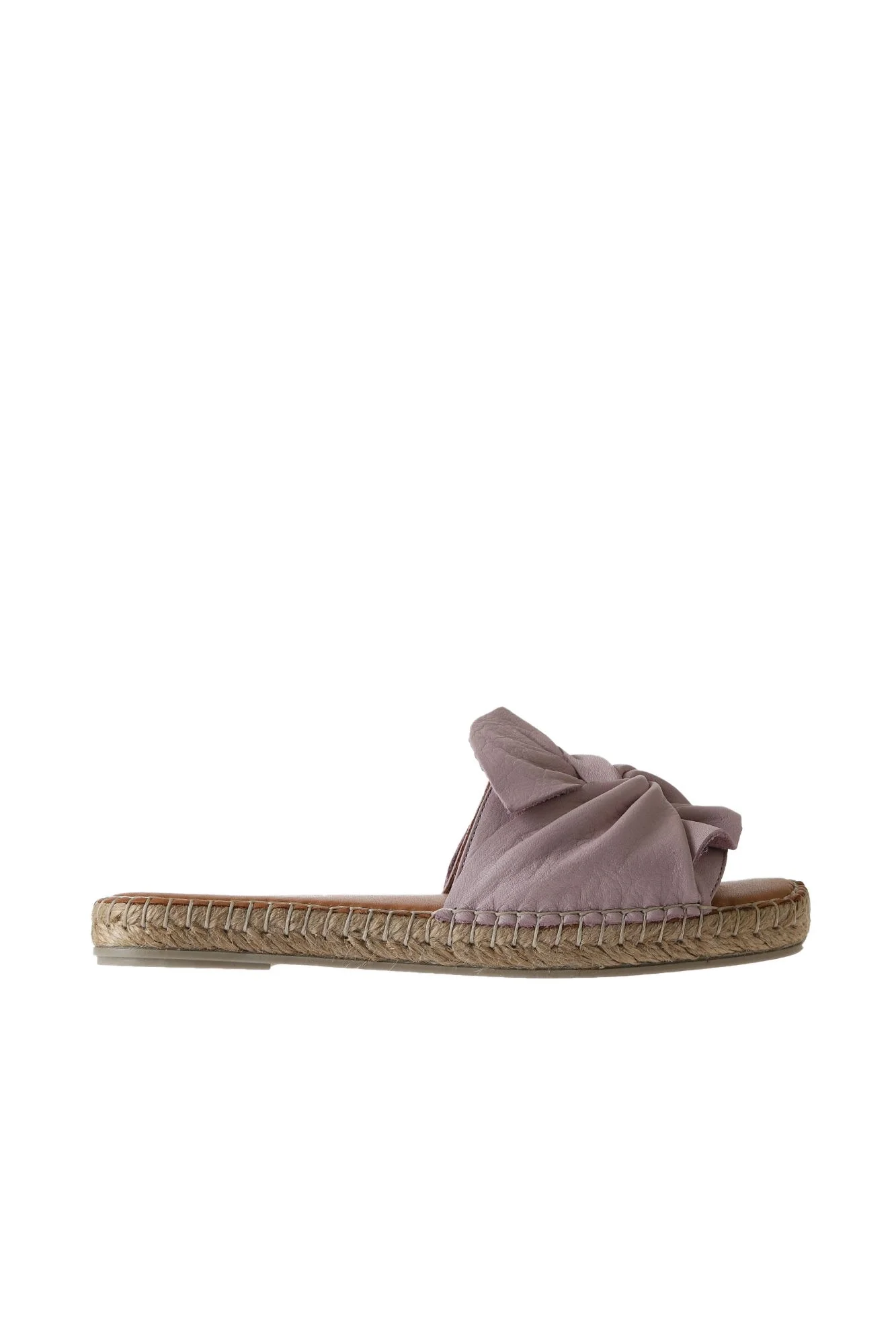 Pembe Deri Kadın Espadril Terlik