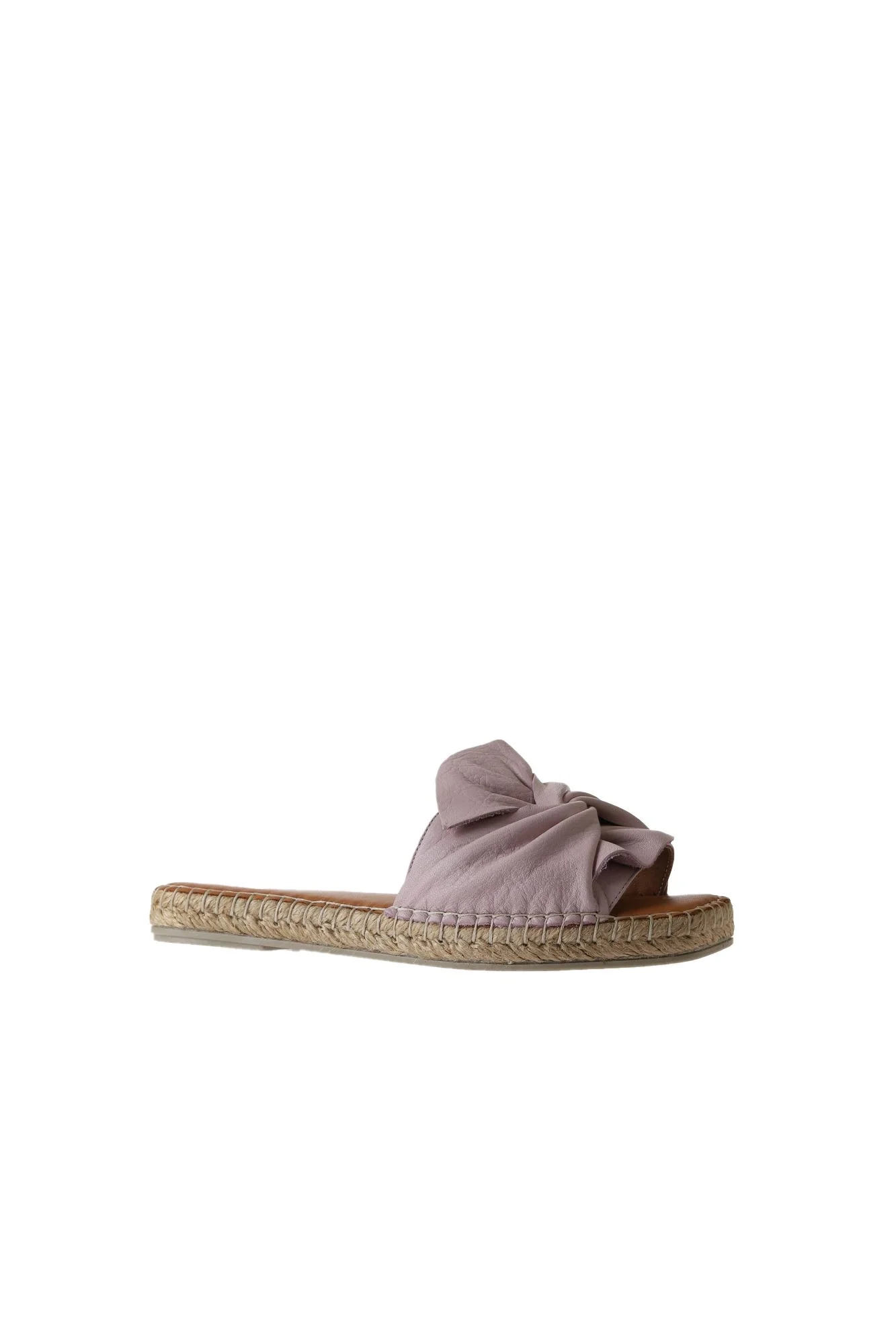 Pembe Deri Kadın Espadril Terlik
