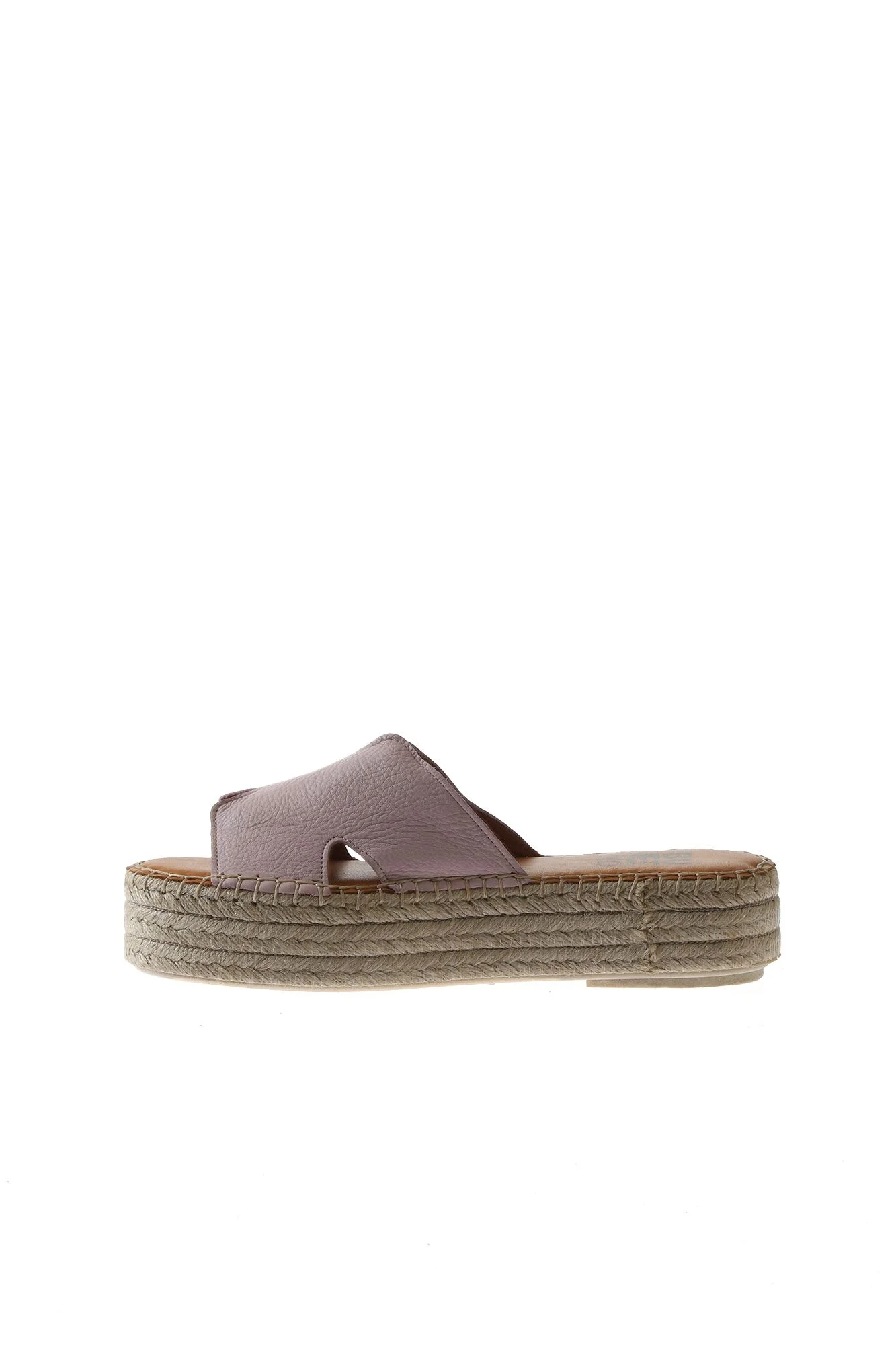 Pembe Deri Kadın Espadril Terlik