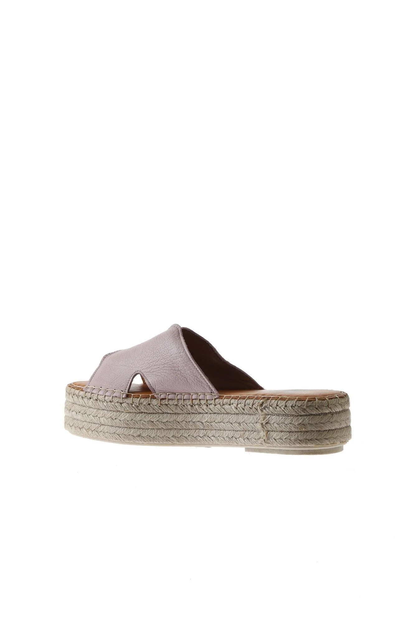 Pembe Deri Kadın Espadril Terlik