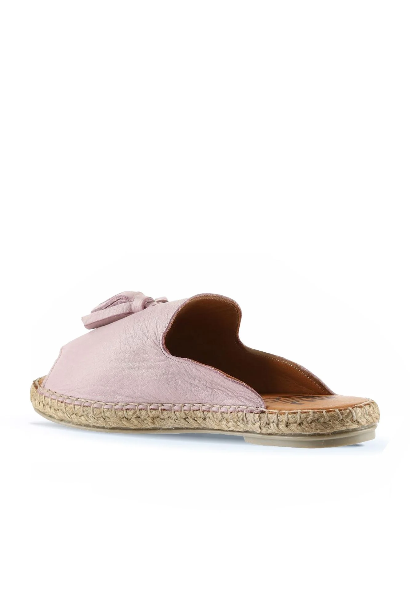 Pembe Deri Kadın Espadril Terlik
