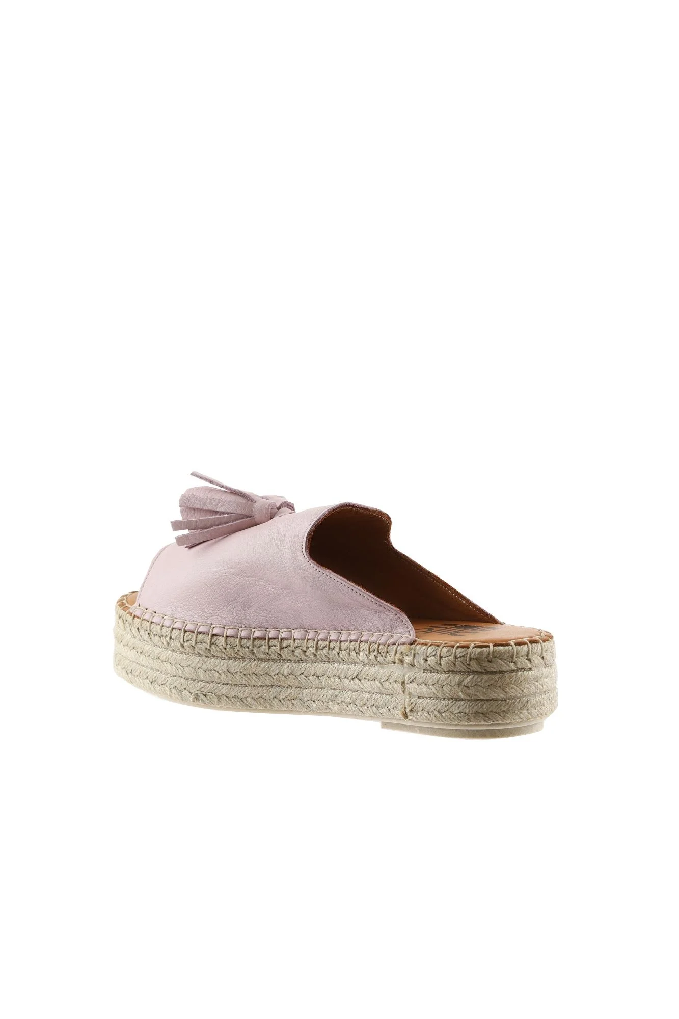 Pembe Deri Kadın Espadril Terlik