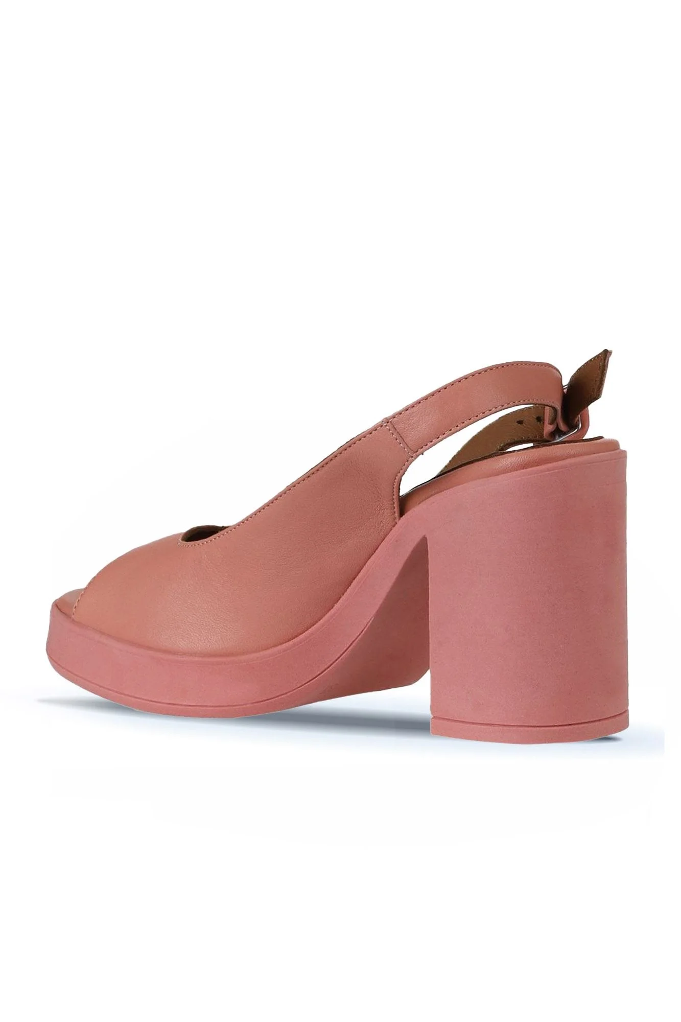 Pembe Deri Kadın Topuklu Sandalet